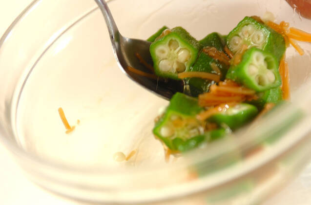 オクラとナメタケの和え物の作り方の手順2