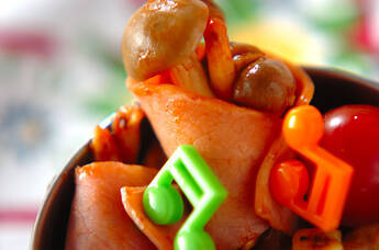 ケチャップシメジのハム巻き