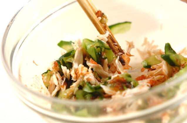 ささ身とキュウリの梅和えの作り方の手順5