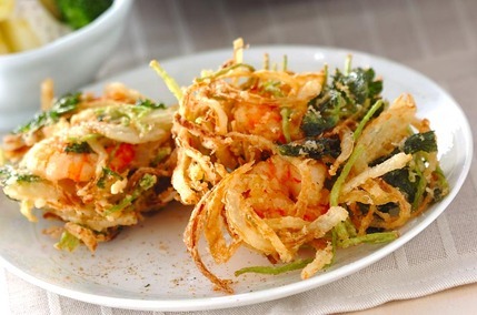 エビとミツバのかき揚げ