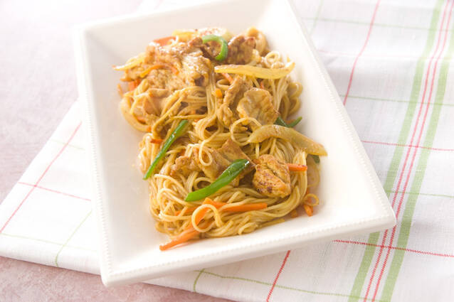 素麺のカレー炒め
