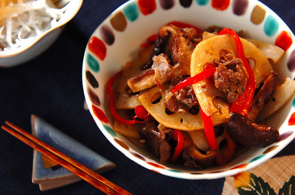 牛肉入りレンコンのきんぴら