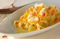 ニンジンとタラのフェットチーネ