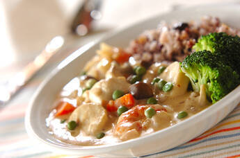 チキンとエビのクリーム丼