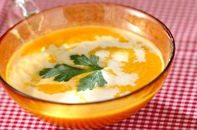 ほっこり甘い カボチャの冷製スープ レシピ 作り方 E レシピ 料理のプロが作る簡単レシピ