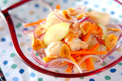 炒めホタテとエビのさわやかマリネ