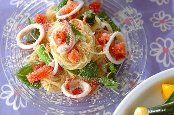 冷製イカトマトパスタ
