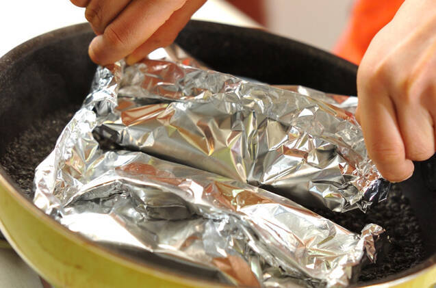 ささ身の梅しそパスタとアサリサラダの作り方の手順3