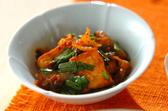 厚揚げのキムチ炒め