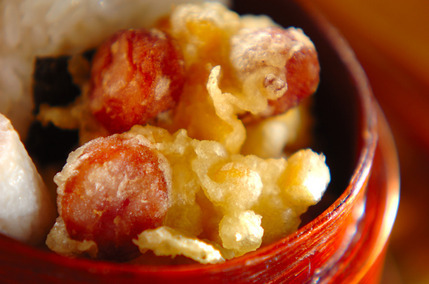 コーンとソーセージのかき揚げ