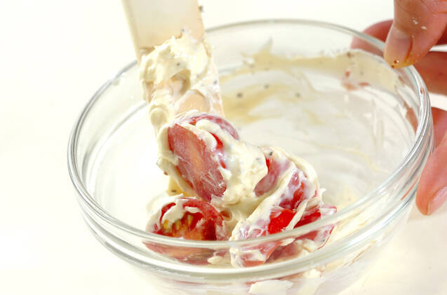 プチトマトのクリームチーズ和えの作り方の手順2