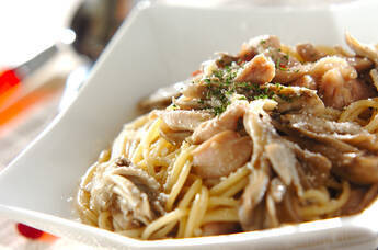 鶏とマイタケのパスタ