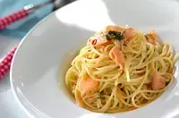 サーモンと大葉のパスタ