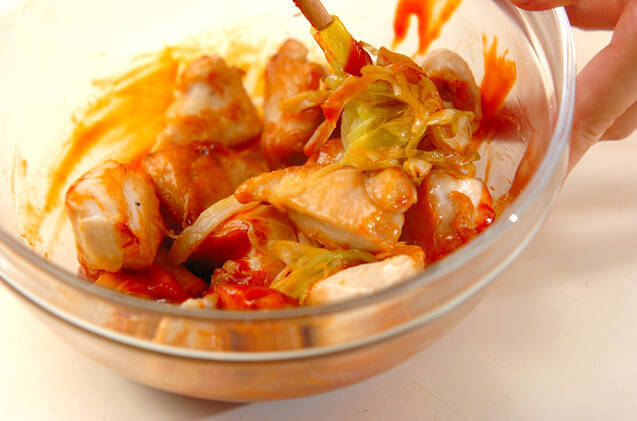 鶏と白ネギの韓国風みそ和えの作り方の手順3