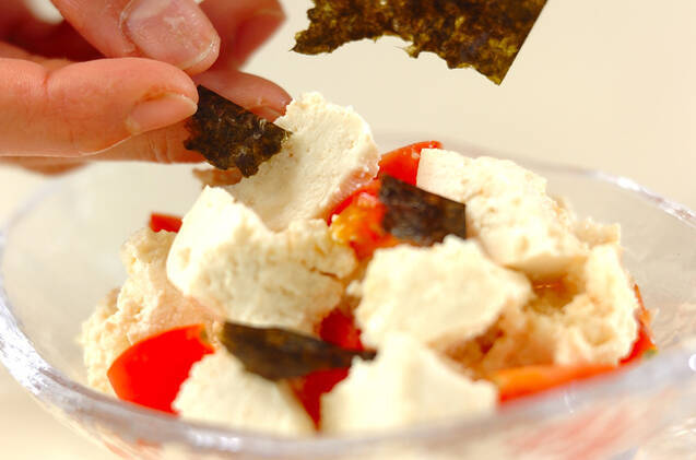 くずし豆腐とプチトマトのシンプルサラダの作り方の手順4