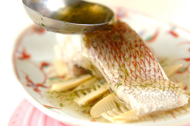 鯛とタケノコ蒸し青のりあんかけの作り方の手順7