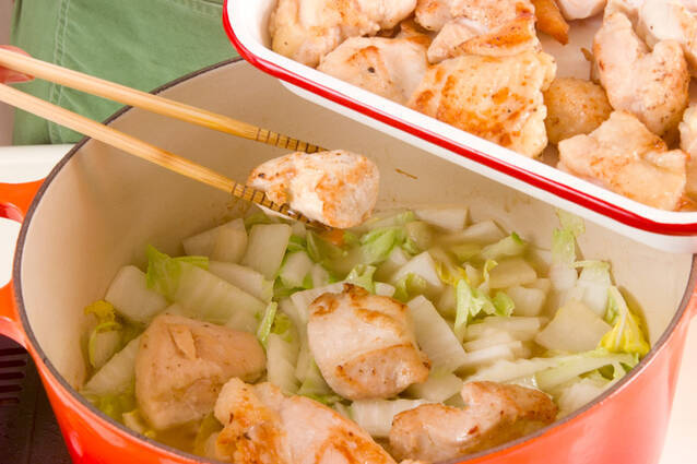 あっさりおいしい鶏むね肉と白菜のクリーム煮の作り方の手順7