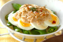 卵とエンドウのツナマヨ焼き