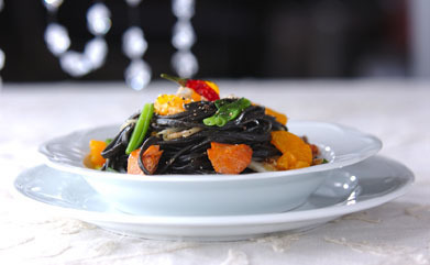 みかんと塩鮭のパスタ