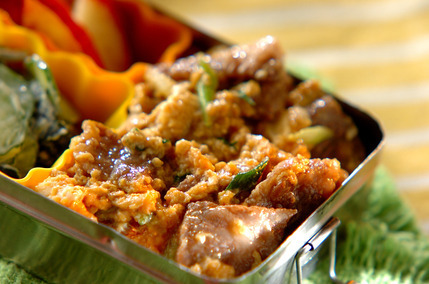 牛肉とネギの卵とじ