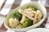 レンジで蒸し鶏のからしマヨ和え
