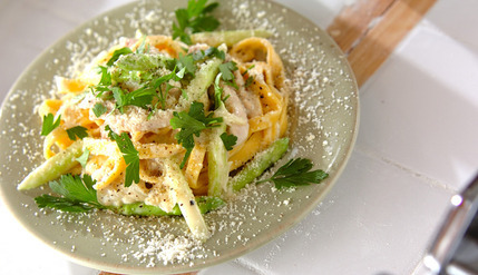 鶏肉のカルボナーラ風パスタ