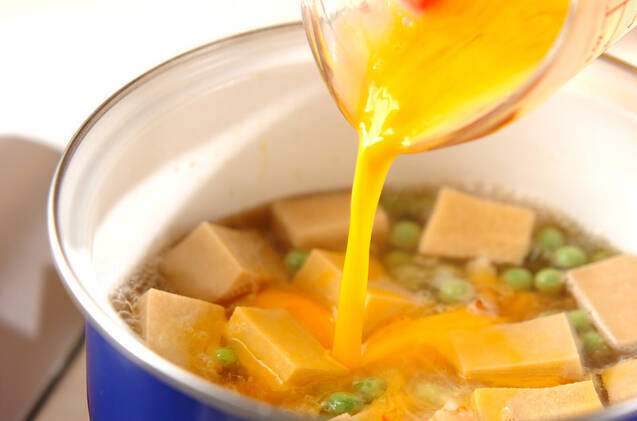 エンドウの卵とじの作り方の手順6