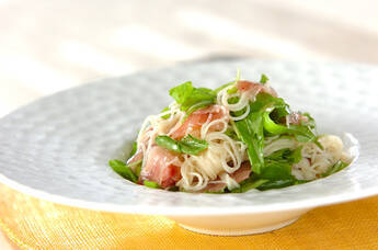 ルッコラと生ハムの冷製素麺