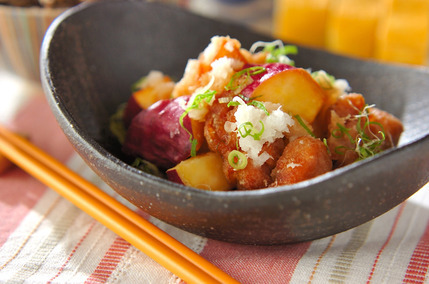 鶏肉とサツマイモのおろし和え