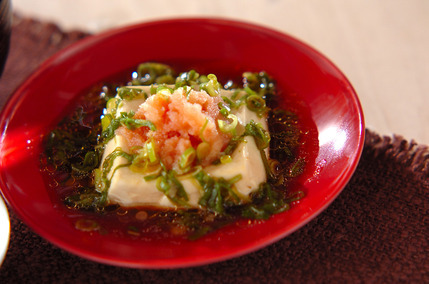 豆腐のレンジ蒸しネギダレがけ