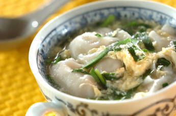 ショウガと餃子のふんわり卵スープ