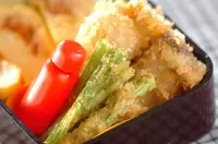 ロールカツとアスパラフライ