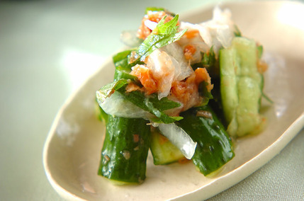 キュウリの梅和え