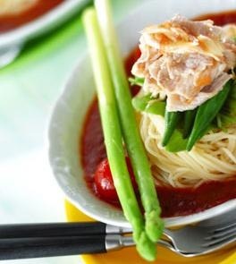 冷製トマトスープパスタ