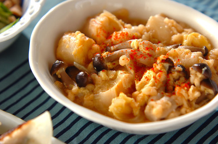 麩と天かすの卵とじ