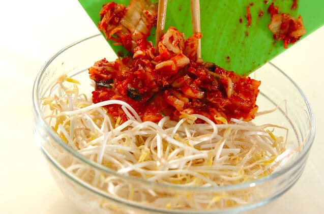 モヤシのピリ辛チヂミの作り方の手順2