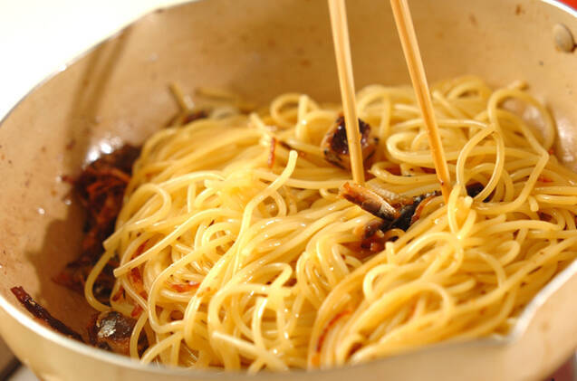 オイルサーディンの和風パスタの作り方の手順6