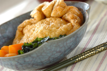 春の油揚げ包み煮