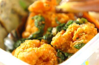 鶏唐の大葉和え