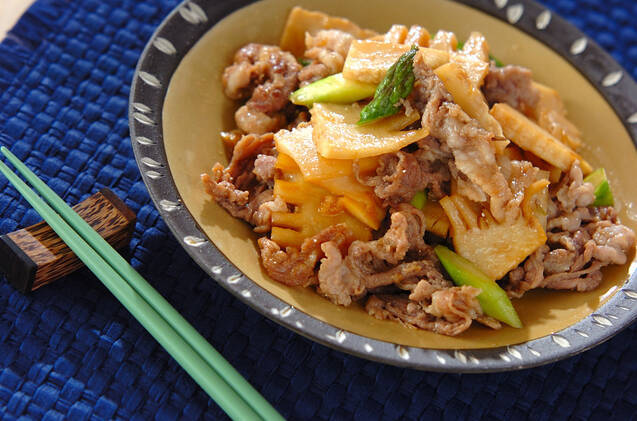 こってりでごはんがすすむ！タケノコと豚の甘辛炒め