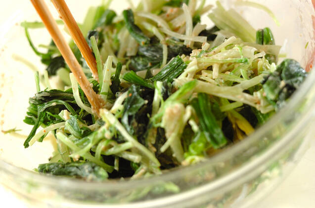 水菜とホウレン草のゴママヨ和えの作り方の手順3