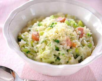 ブロッコリーのコーンスープリゾット