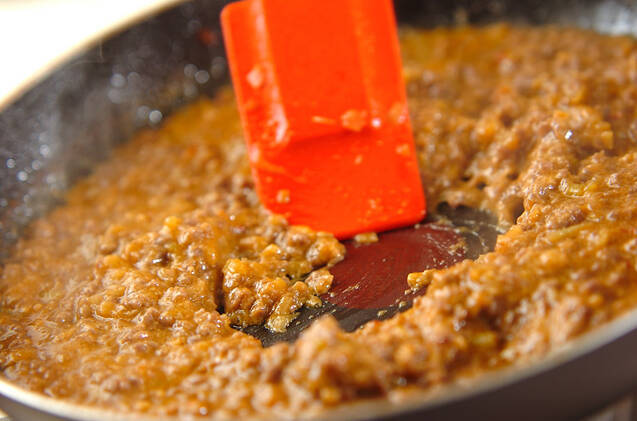 レンジキャベツのひき肉ソースの作り方の手順3