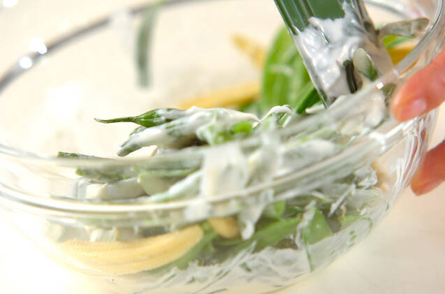 サヤインゲンとキヌサヤのヨーグルトマリネの作り方の手順4