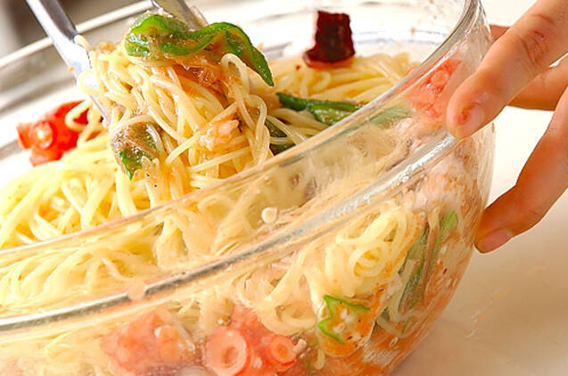 冷製ハモタコ明太パスタの作り方の手順10