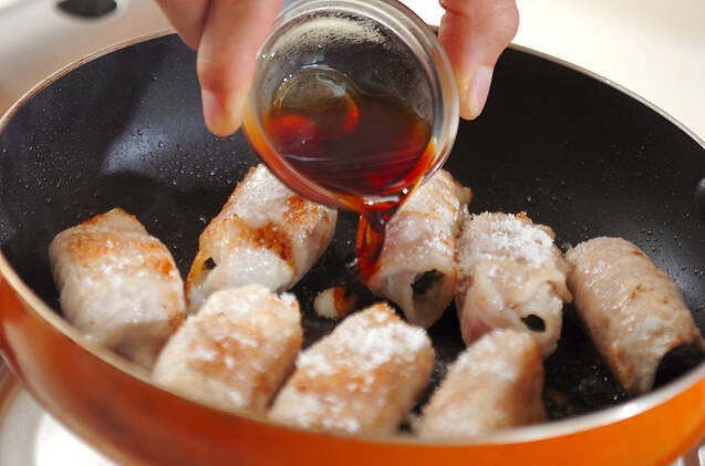 ワカメの豚肉巻きの作り方の手順4