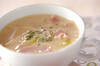 豆乳みそスープ たっぷり玉ねぎとベーコン仕立ての作り方の手順