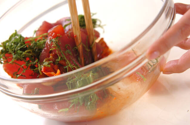 マグロのキムチ和えの作り方の手順4