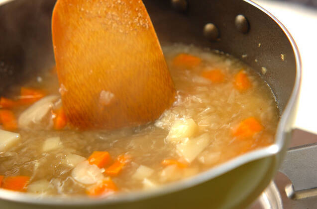 モロヘイヤのガーリックスープの作り方の手順5