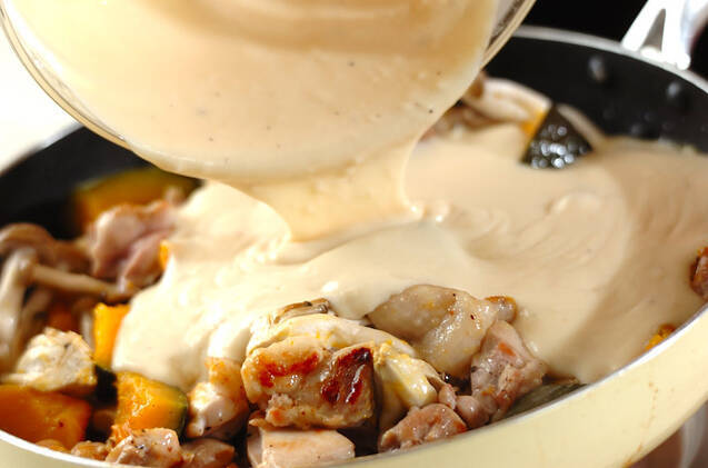 カボチャと鶏肉のクリーム煮の作り方の手順8